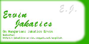 ervin jakatics business card